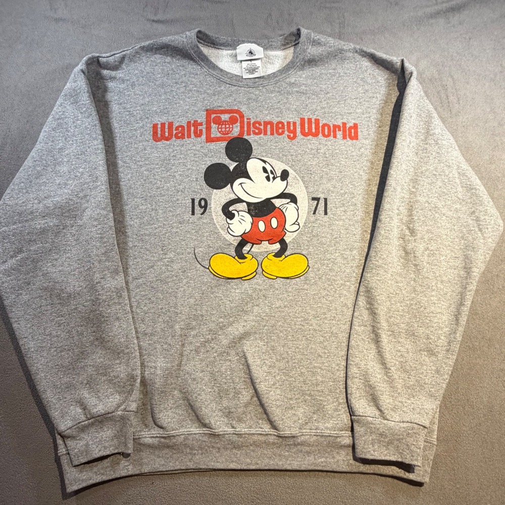 Disney Parks Walt Disney World Mickey Mouse 1971 Gray Sweatshirt Large